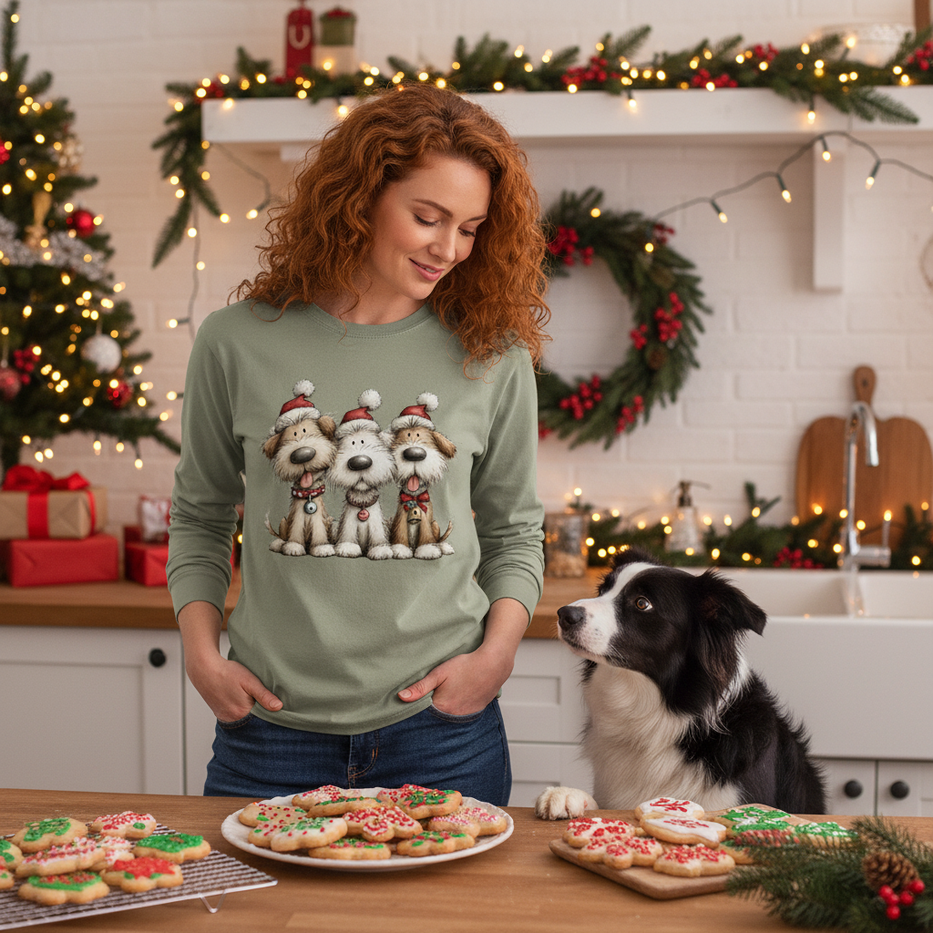 Comfort Colors Long Sleeve - Whimsy Holiday Pups Tee