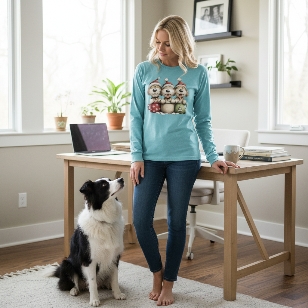 Comfort Colors Long Sleeve - Whimsy Pup Cups Tee