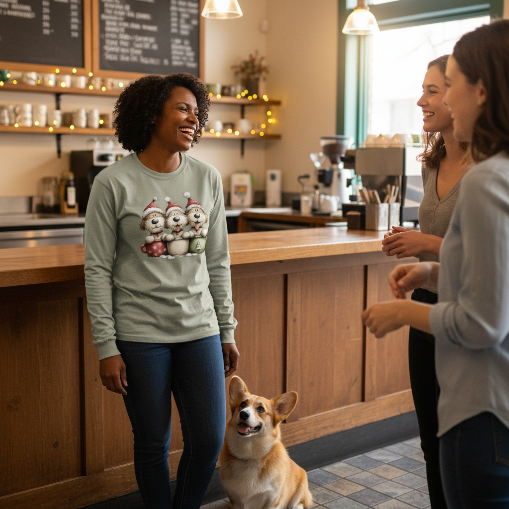 Comfort Colors Long Sleeve - Whimsy Pup Cups Tee