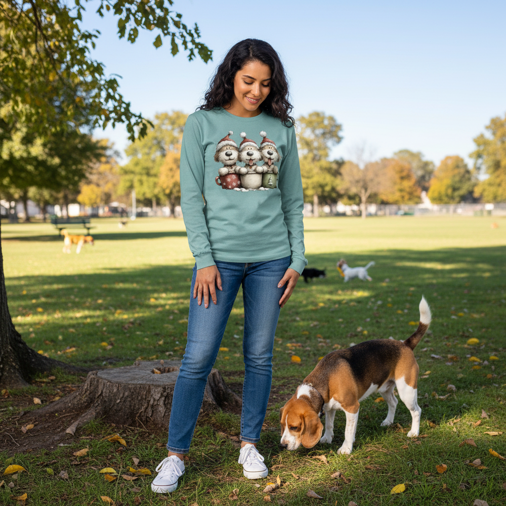 Comfort Colors Long Sleeve - Whimsy Pup Cups Tee