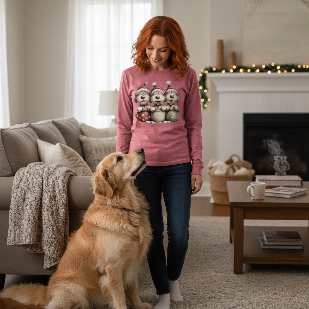 Comfort Colors Long Sleeve - Whimsy Pup Cups Tee
