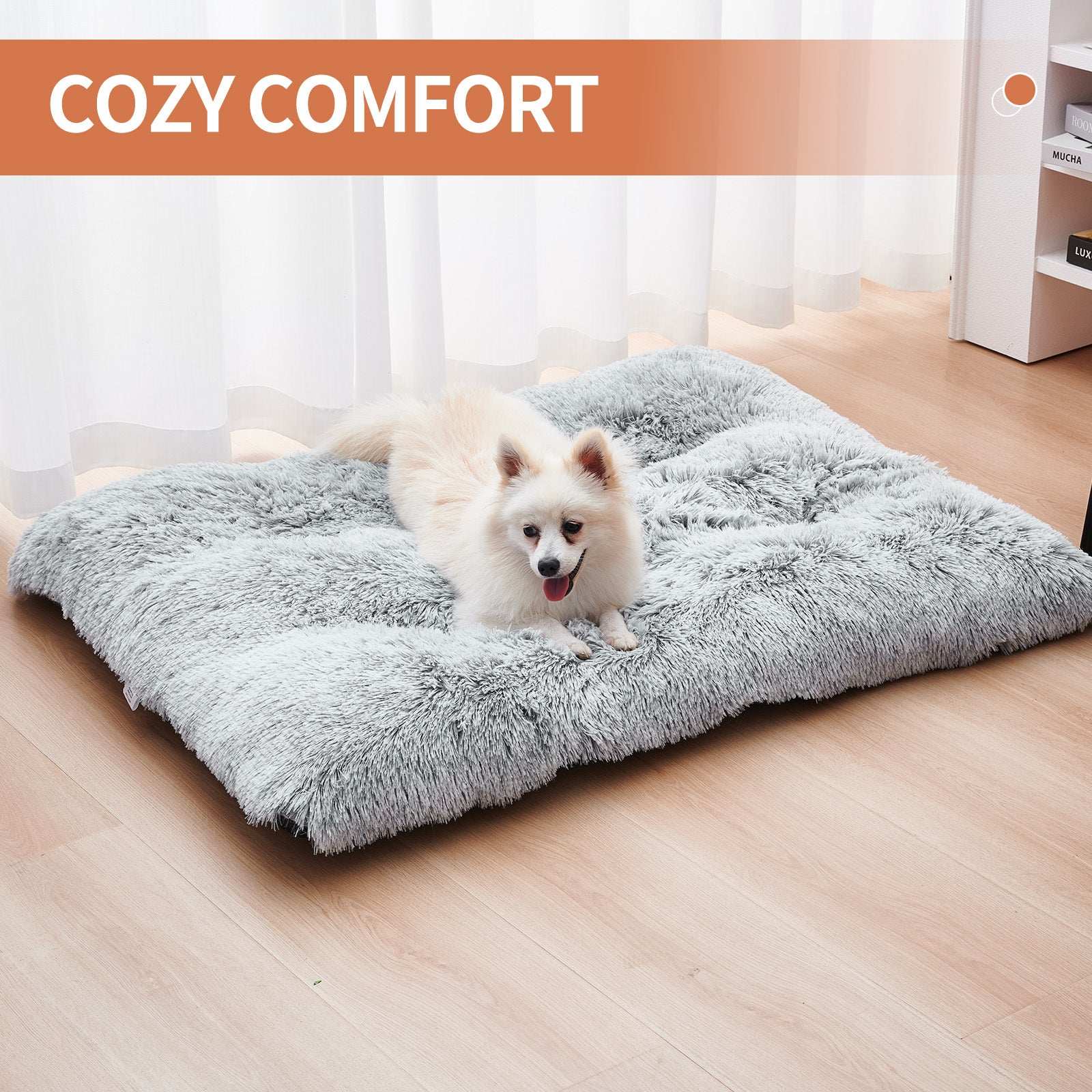 Gray Pet Bed - Plush Calming Washable