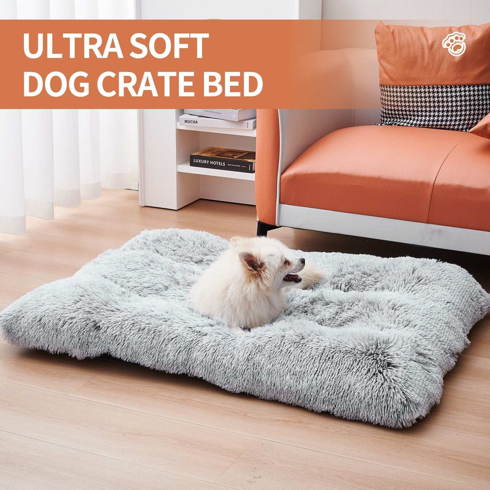 Gray Pet Bed - Plush Calming Washable