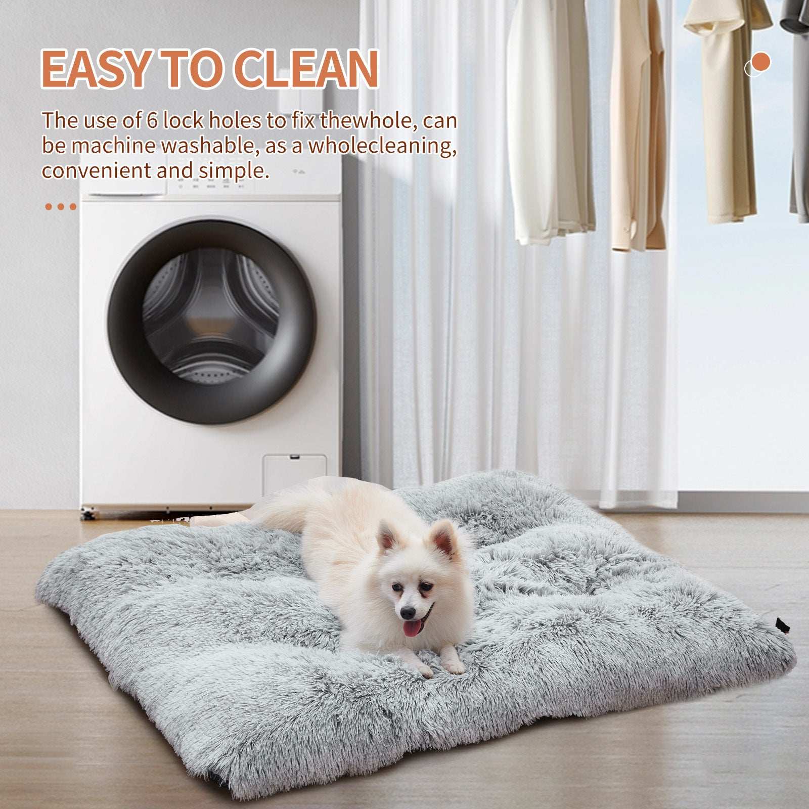 Gray Pet Bed - Plush Calming Washable
