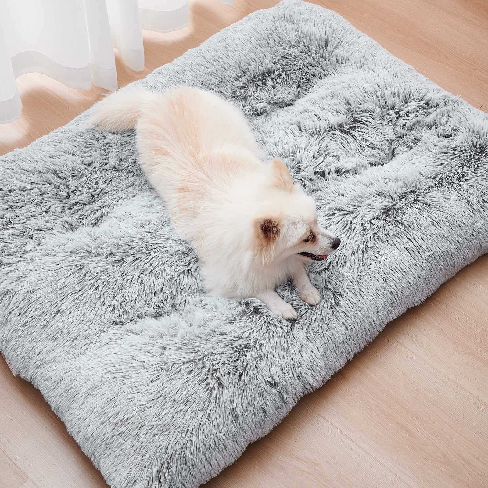 Gray Pet Bed - Plush Calming Washable