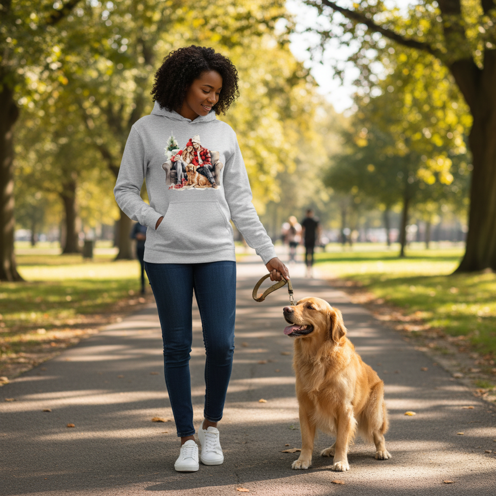 Golden Love Hoodie - Cozy Couple & Golden Retriever Sweatshirt