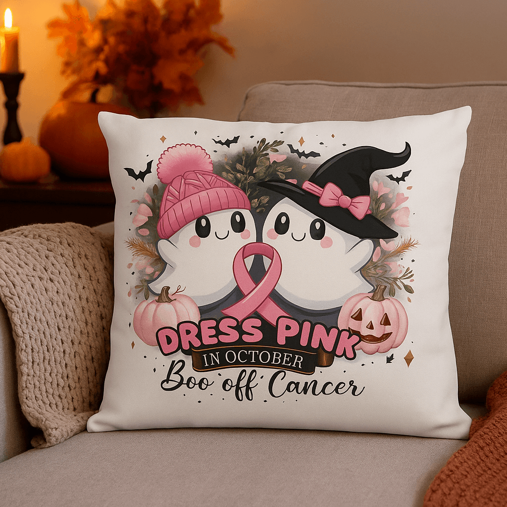 Breast Cancer Awareness Halloween Pillow - Boo Off Cancer