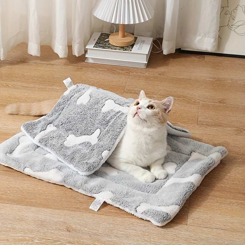 Self-Warming Cat Bed Mat - Washable Fleece