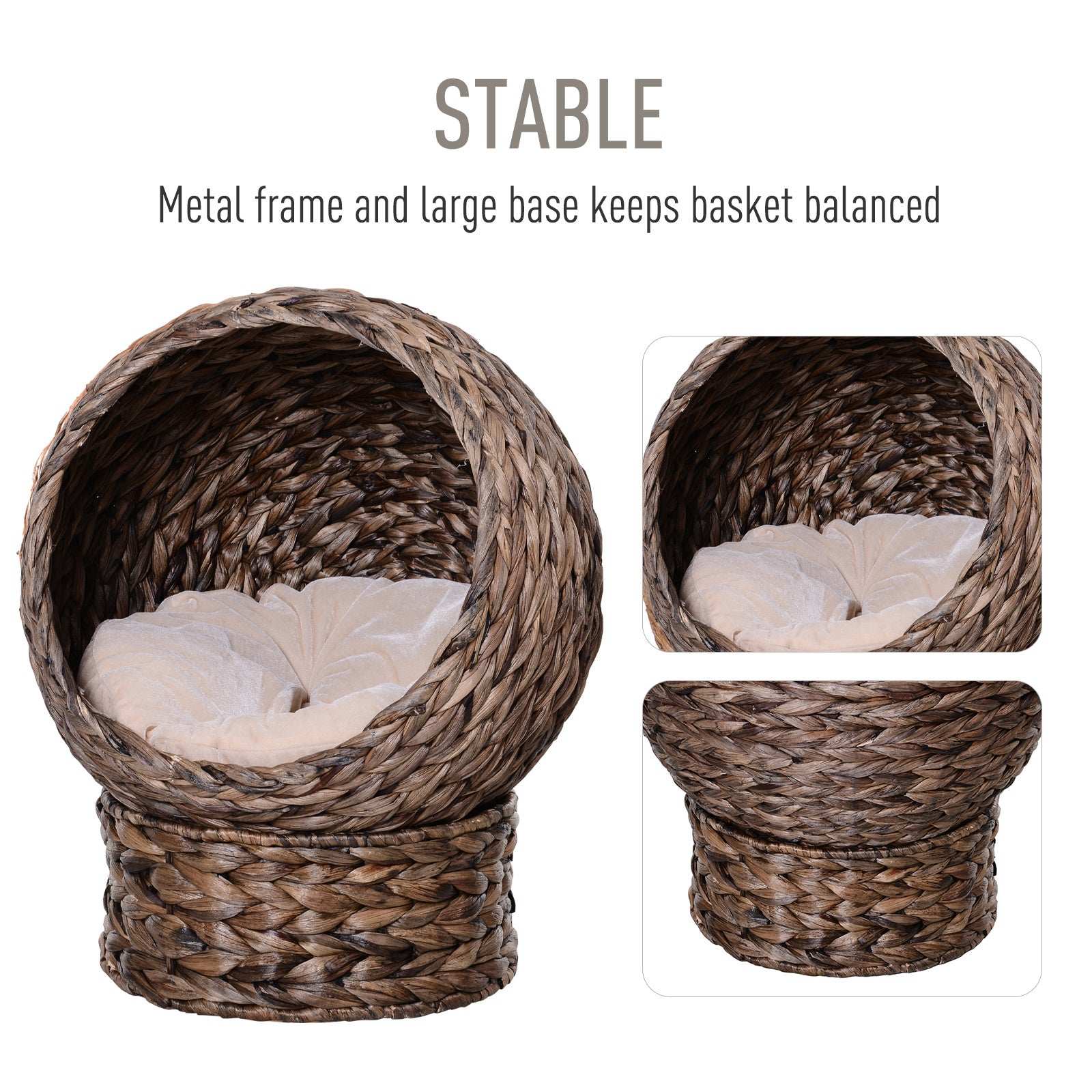 Cozy Wicker Pet Bed Dome - Natural Style