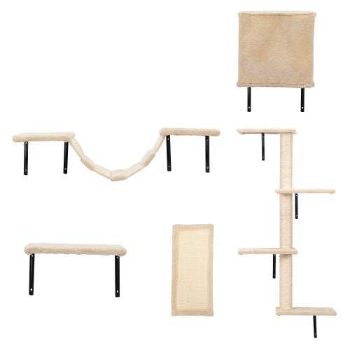 5-Piece Wall-Mounted Cat Tree - Multi-Level Indoor Furniture with Scratch Boards