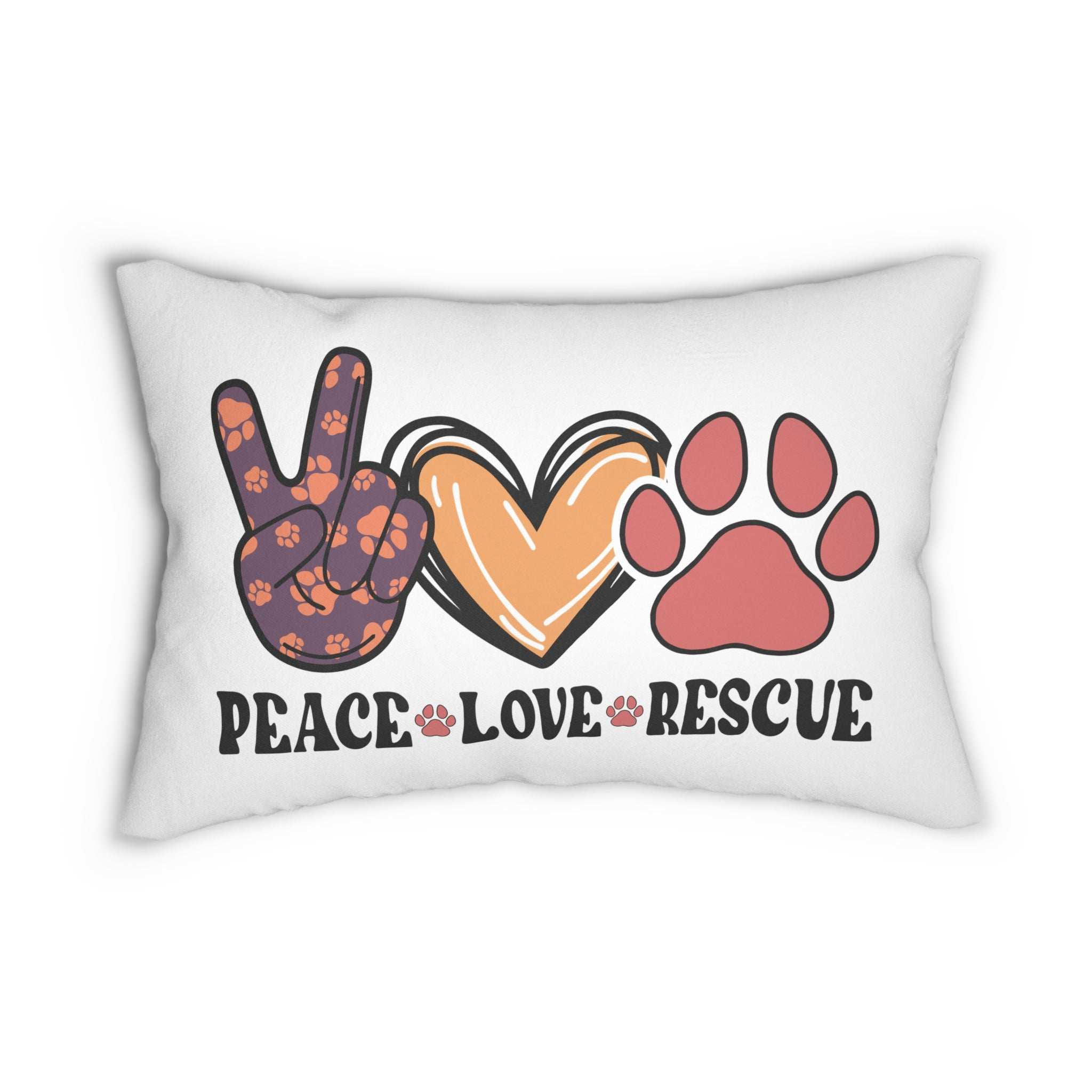Peace Love Rescue Lumbar Pet Lover Couch Pillow