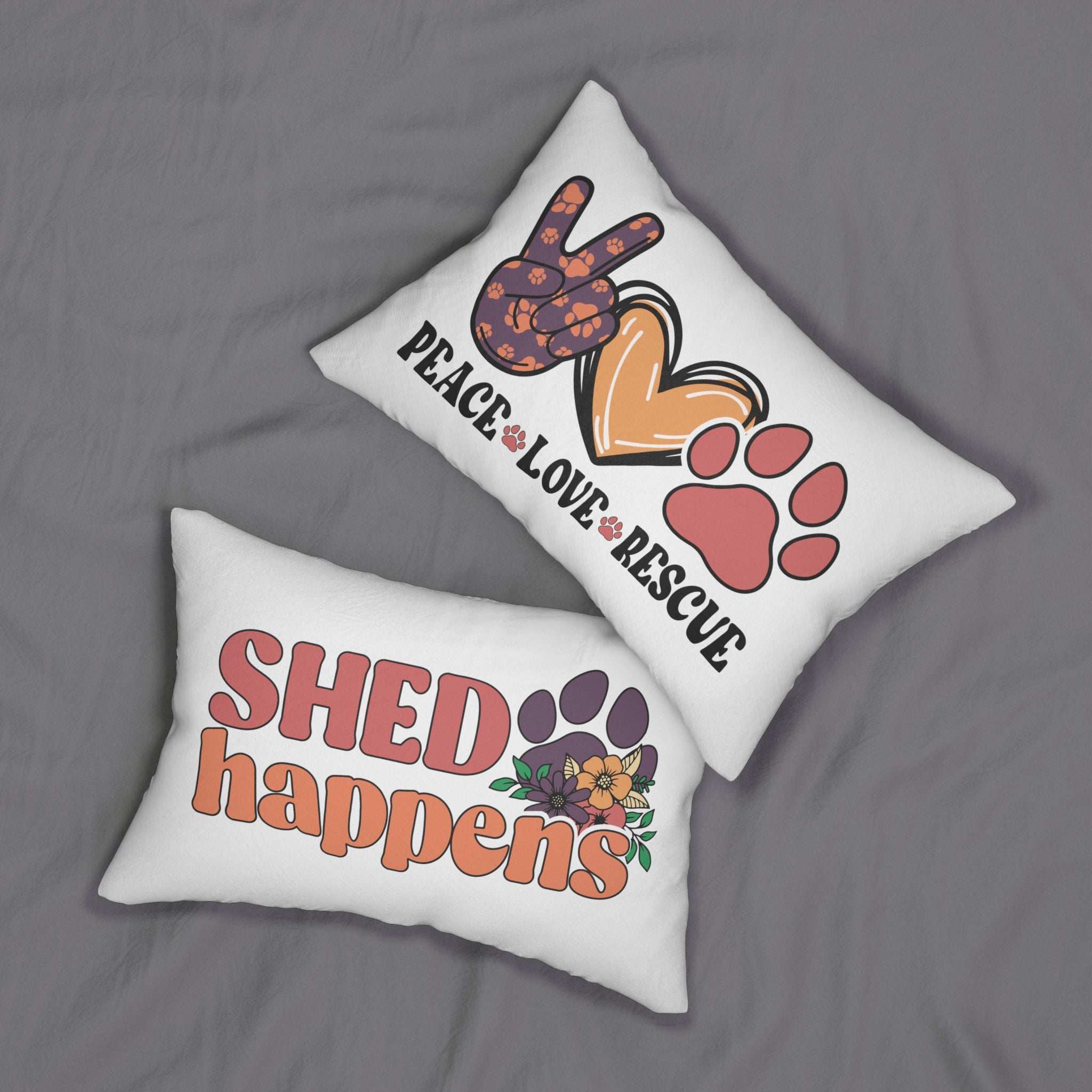 Peace Love Rescue Lumbar Pet Lover Couch Pillow