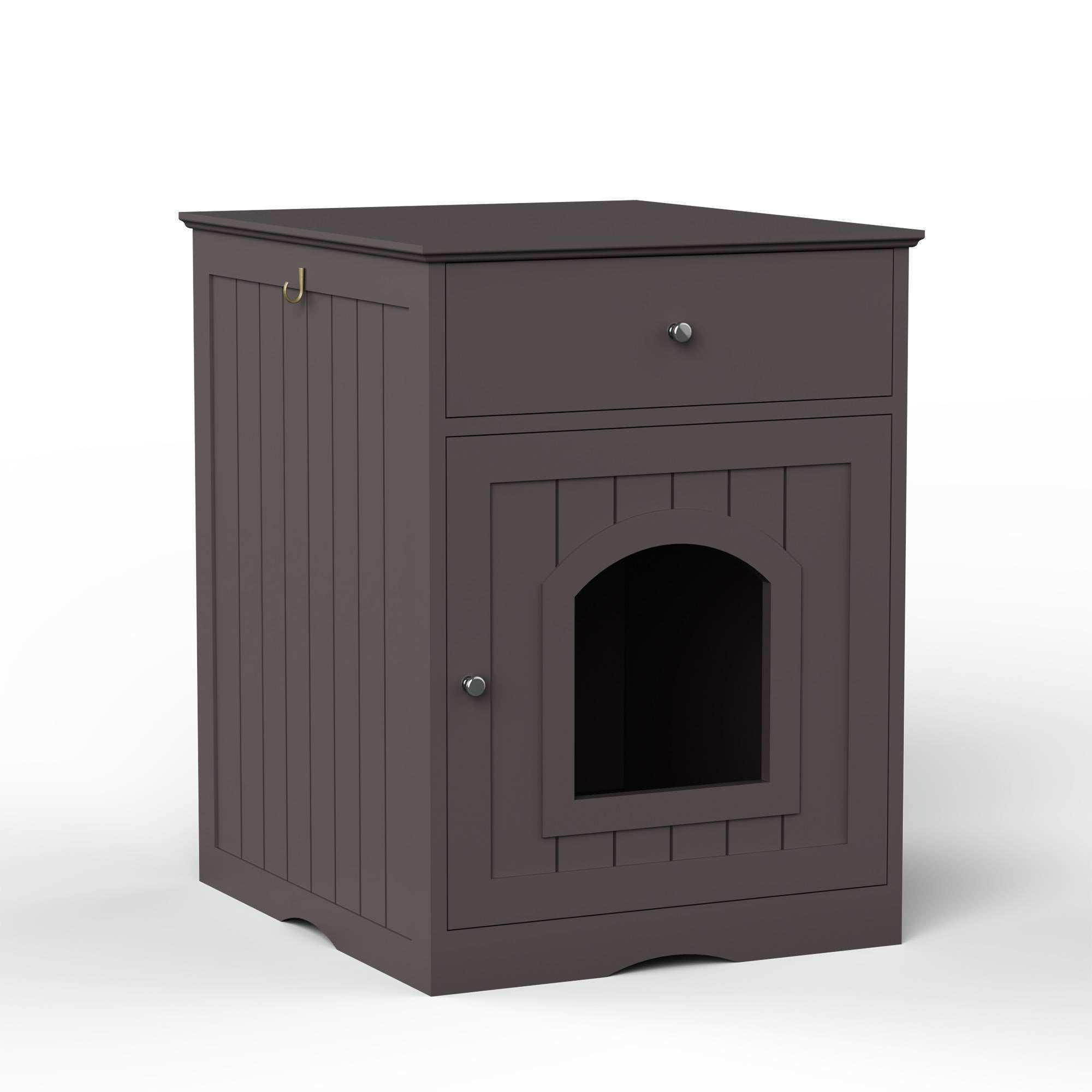 Wefulfil wooden cat litter box enclosure with Drawer & Scoop