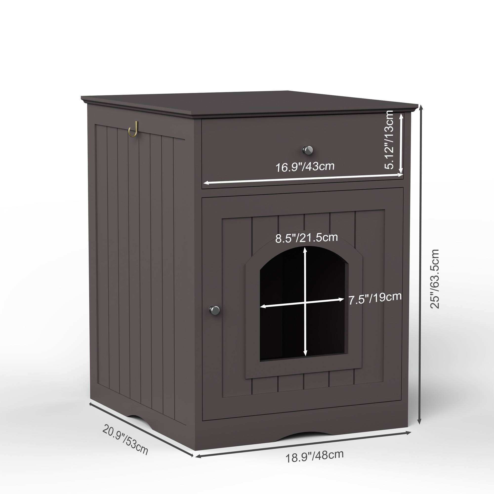 Wefulfil wooden cat litter box enclosure with Drawer & Scoop