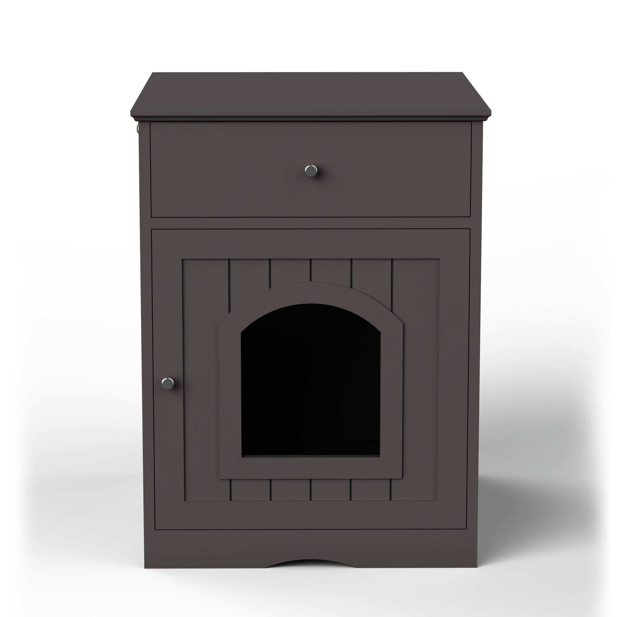 Wefulfil wooden cat litter box enclosure with Drawer & Scoop