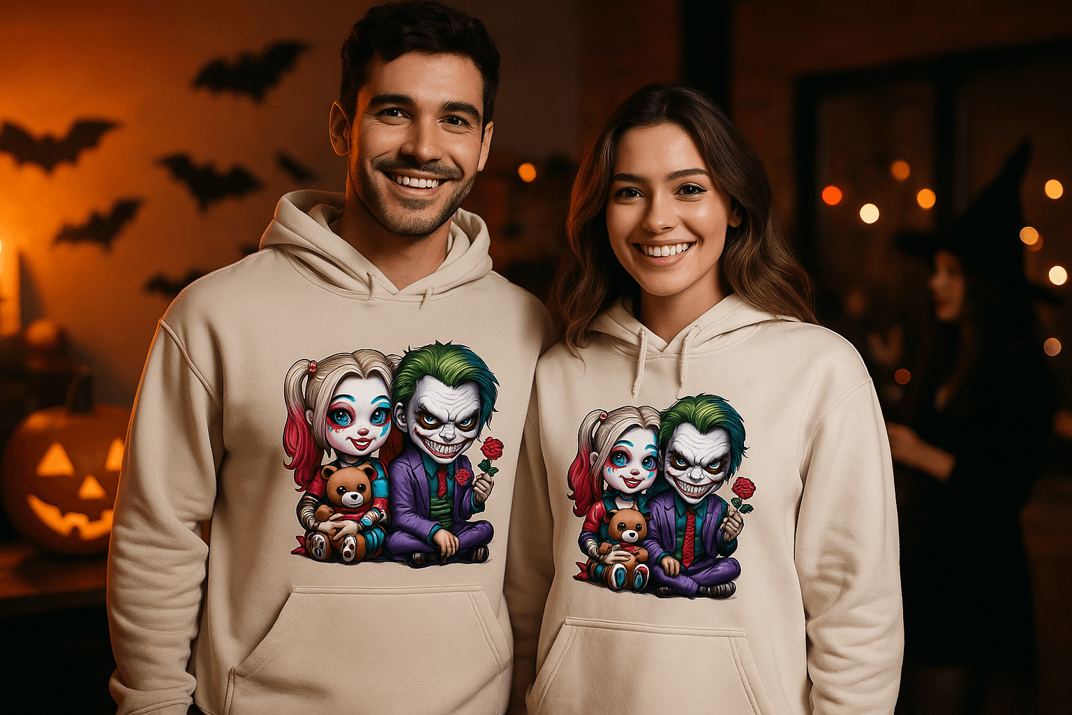 Creepy Couple Hoodie Sweatshirt - Halloween Matching Style