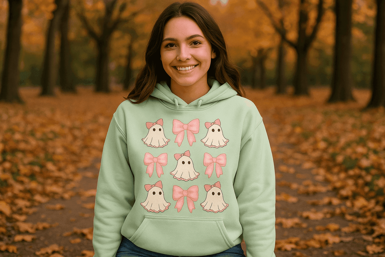 Cute Ghost Bows Hoodie Sweatshirt - Adorable Halloween Style