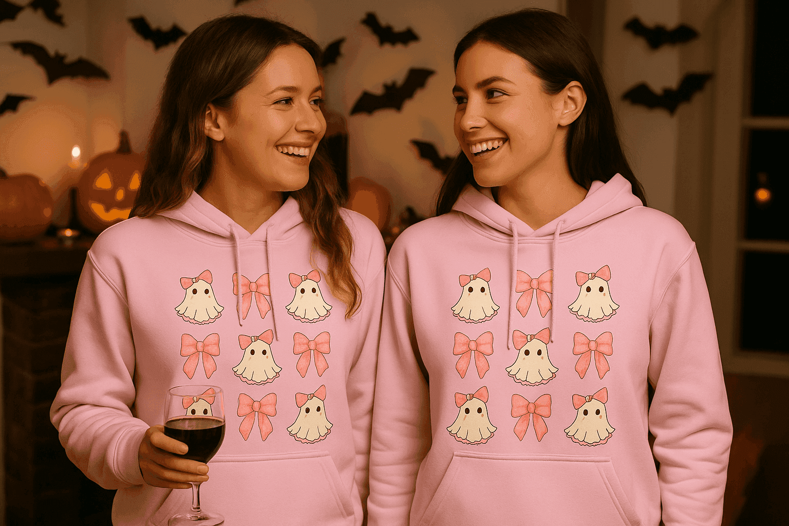 Cute Ghost Bows Hoodie Sweatshirt - Adorable Halloween Style