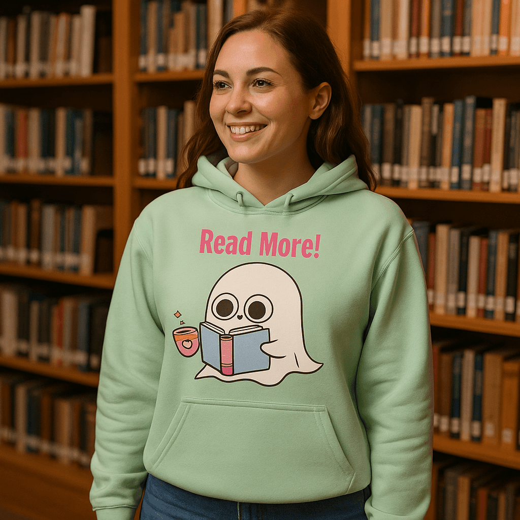 Cute Ghost Read More Hoodie Sweatshirt - Bookworm Halloween