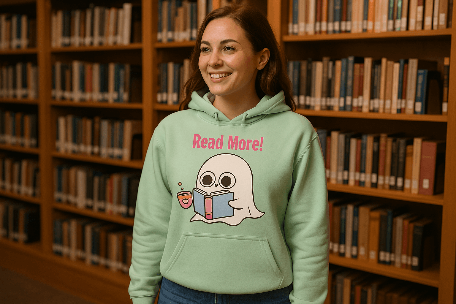 Cute Ghost Read More Hoodie Sweatshirt - Bookworm Halloween