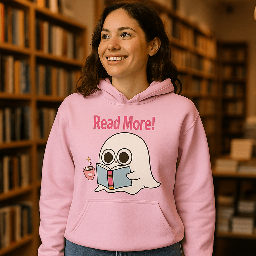 Cute Ghost Read More Hoodie Sweatshirt - Bookworm Halloween