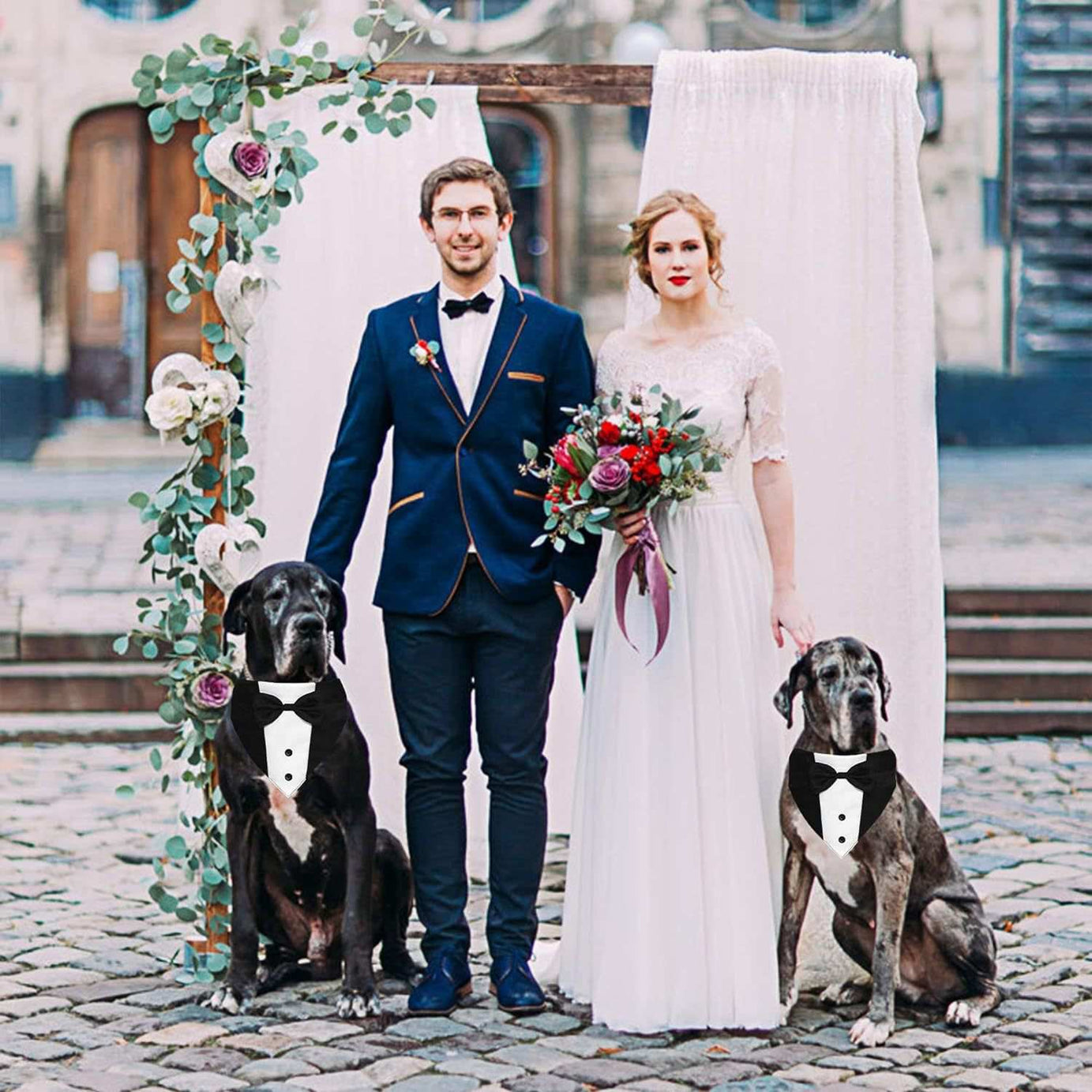 Dog Tuxedo Suit With Bow Tie And Bandana Adjustable Formal Costumes For Small, Medium, Large Dogs Perfect For Weddings Birthdays