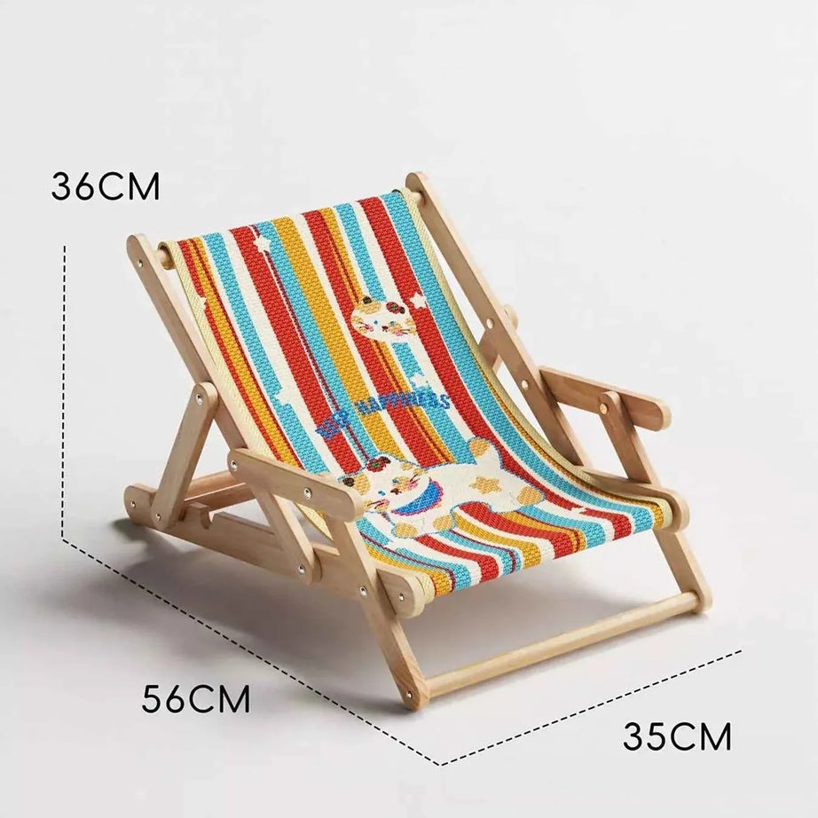 Pet Beach Style Chair - Adjustable Wooden Frame