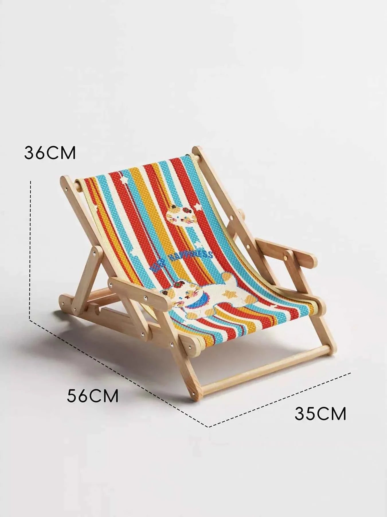 Pet Beach Style Chair - Adjustable Wooden Frame