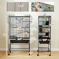 Hamster Cage 5 Tier - Large Rolling Habitat with Tubes