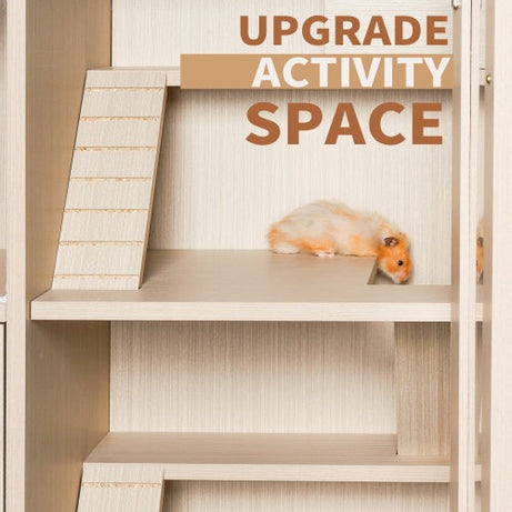 4-Tier Wooden Guinea Pig Cage - Multi-Level Habitat