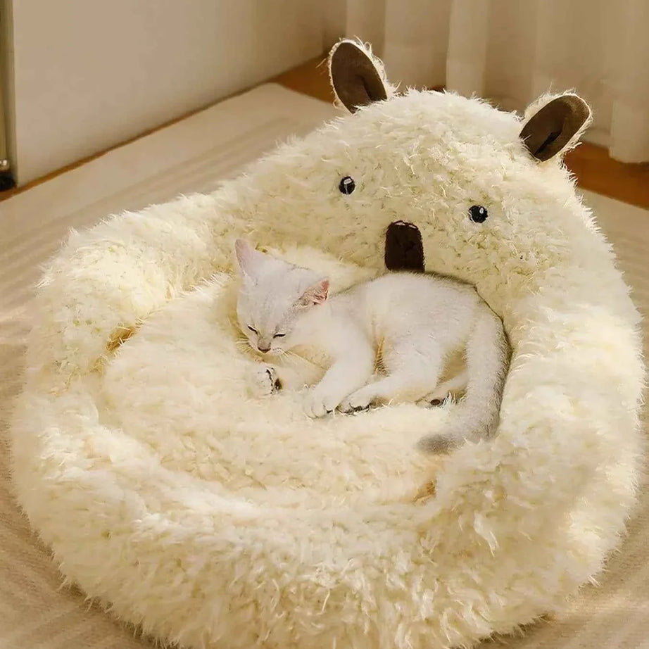 Cozy Pet Nest - Bear-Shaped Plush Bed