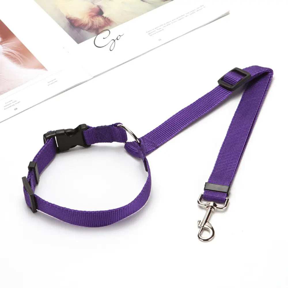 Adjustable Harness Solid Two-in-one Car BackSeat Pet Safety Belt Lead Leash