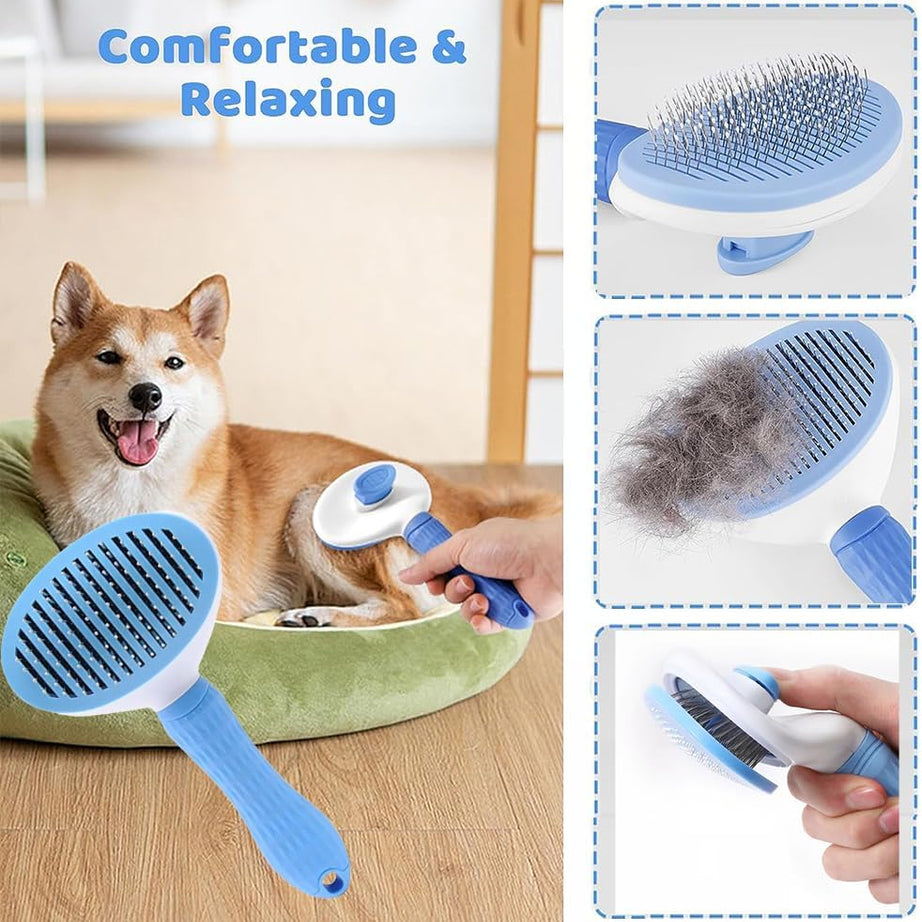 Pet Grooming Kit 7-in-1 - Self-Cleaning Brush Nail Clipper