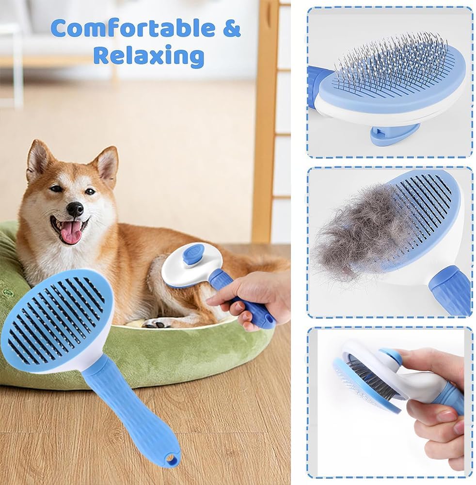 Pet Grooming Kit 7-in-1 - Self-Cleaning Brush Nail Clipper