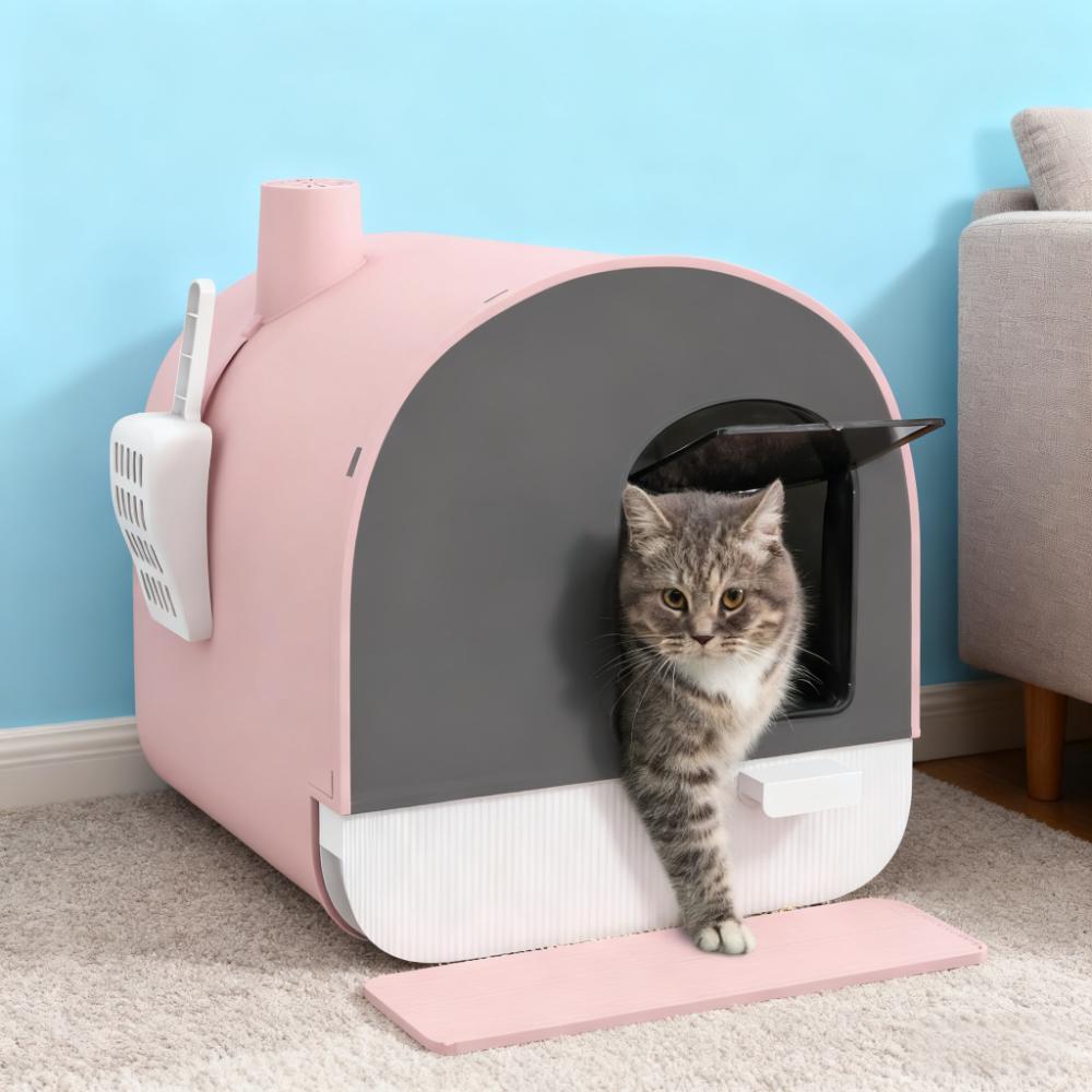 Cat Litter Box With Lid - Scoop Filter Mat Included
