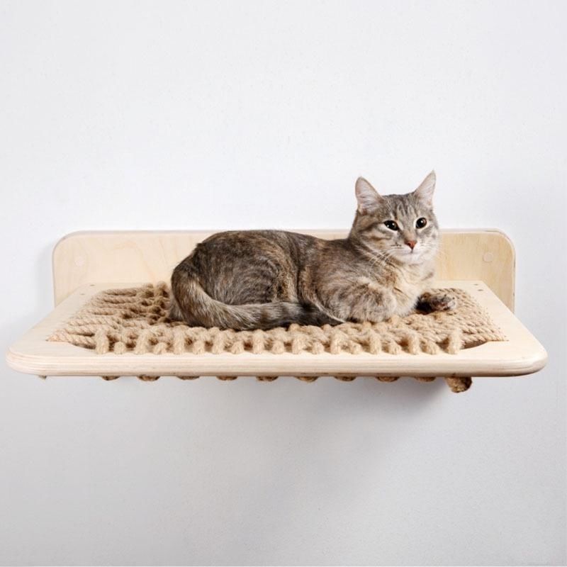 Wall-Mounted Cat Suspension Bridge - Solid Pine Wood Climbing Furniture