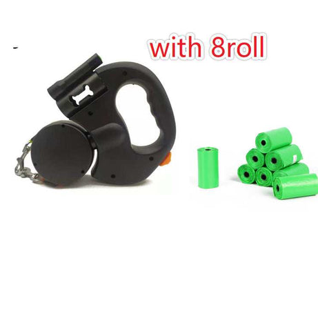 Reflective Swivel Dual Pet Retractable Dog Leash For Small Dogs with Light and Bag Holder