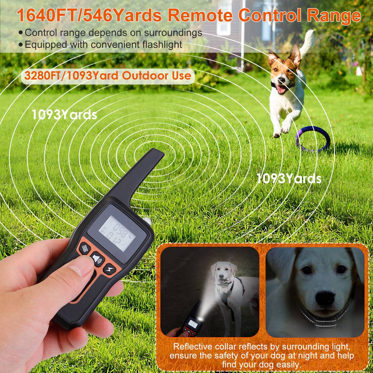 Dog Training Collar - 3280ft Range IP67 Waterproof 3 Modes