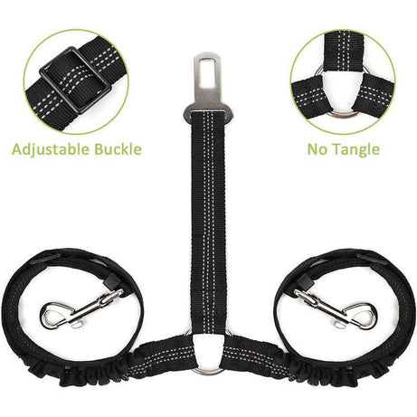 Double-ended Traction Rope Pet Car Seat Belt - Secure Two Pets