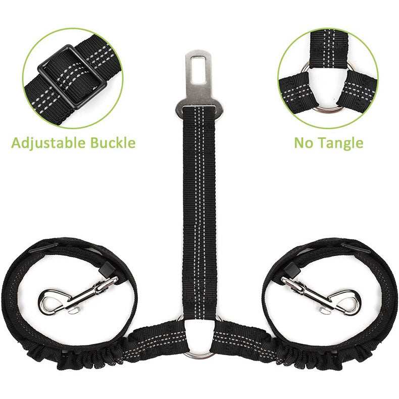 Double-ended Traction Rope Pet Car Seat Belt - Secure Two Pets