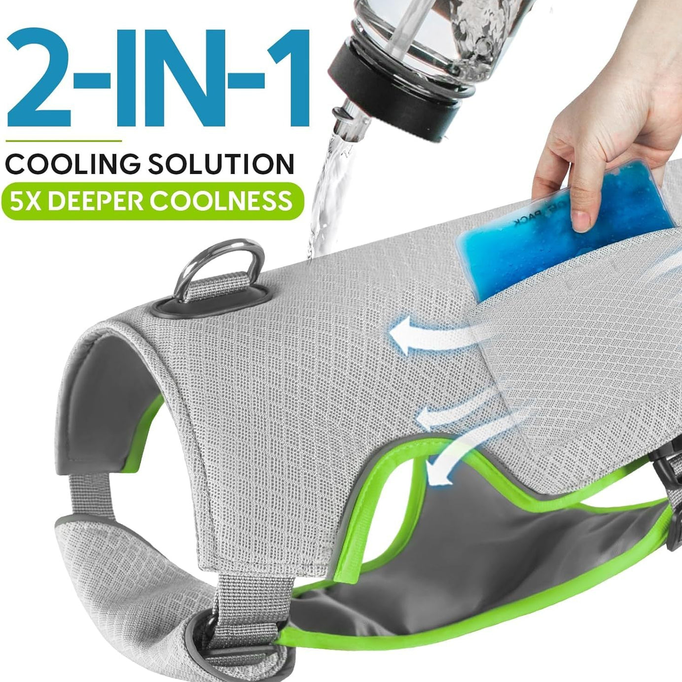 Hot Weather Dog Cooling Vest - Ice Packs and Leash Ring