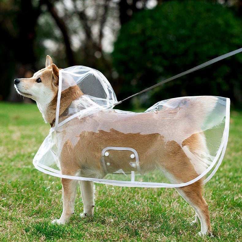 Transparent Pet Raincoat - Waterproof Dog Rain Jacket with White Trim