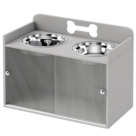 Elevated Dog Bowls - Modern Gray Design