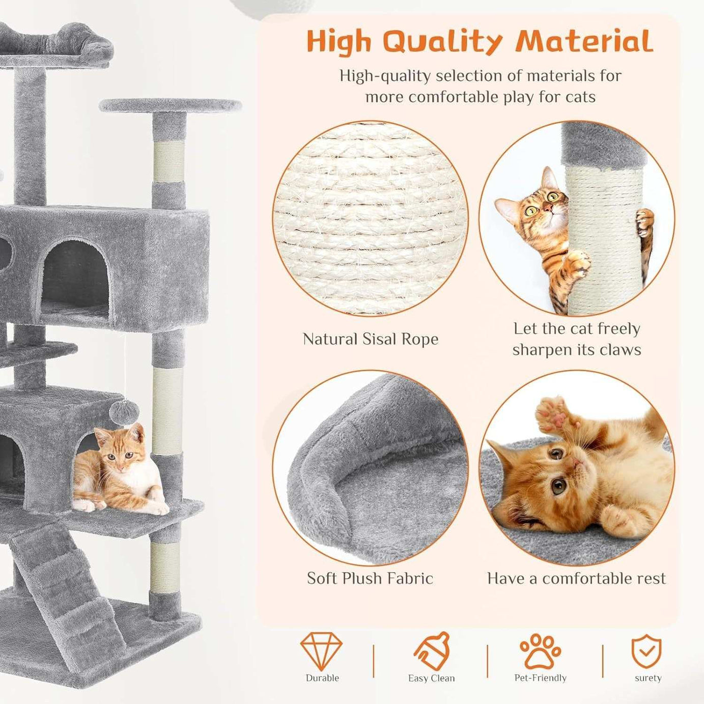 54 Inch Multi-Level Cat Tree Tower