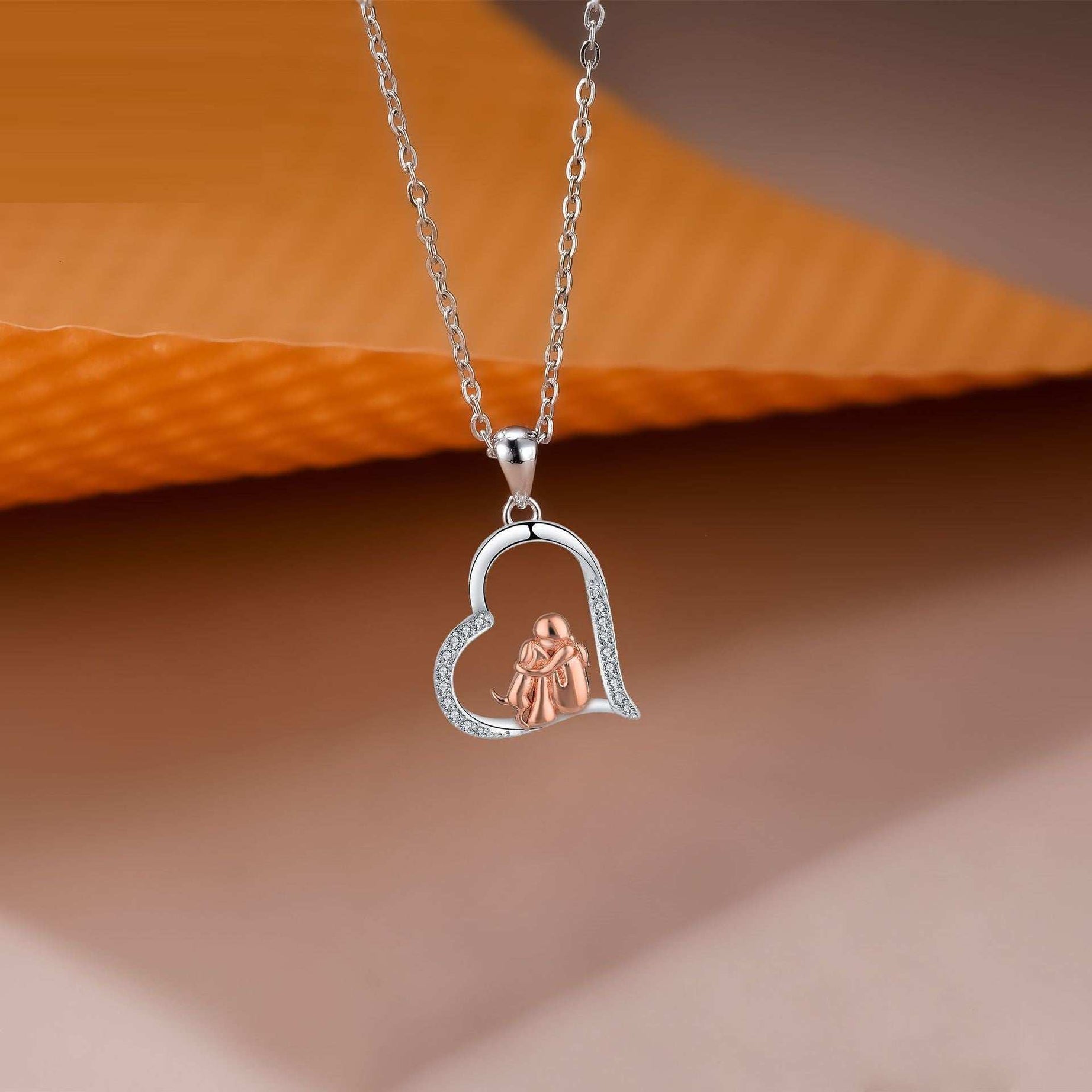 Love Guardian Pendant Girl And Dog Necklace