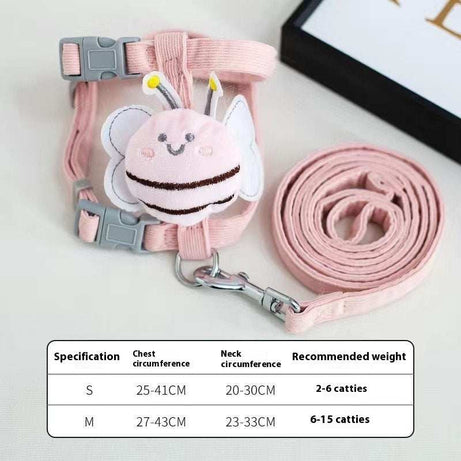 Cute Bumblebee Small Pet Adjustable Dog Cat Harness with Lead - X-Small to Medium