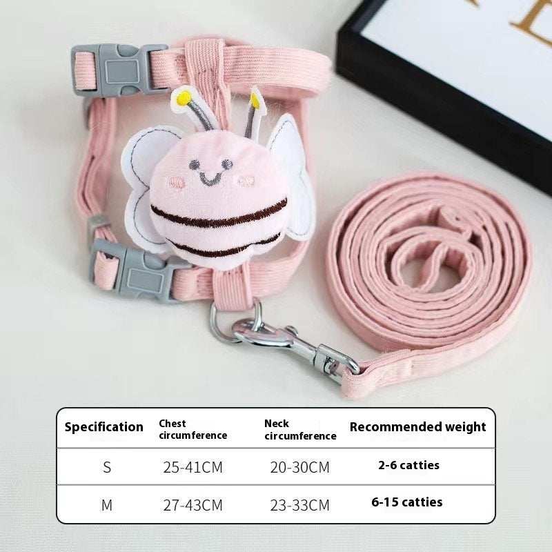 Cute Bumblebee Small Pet Adjustable Dog Cat Harness with Lead - X-Small to Medium