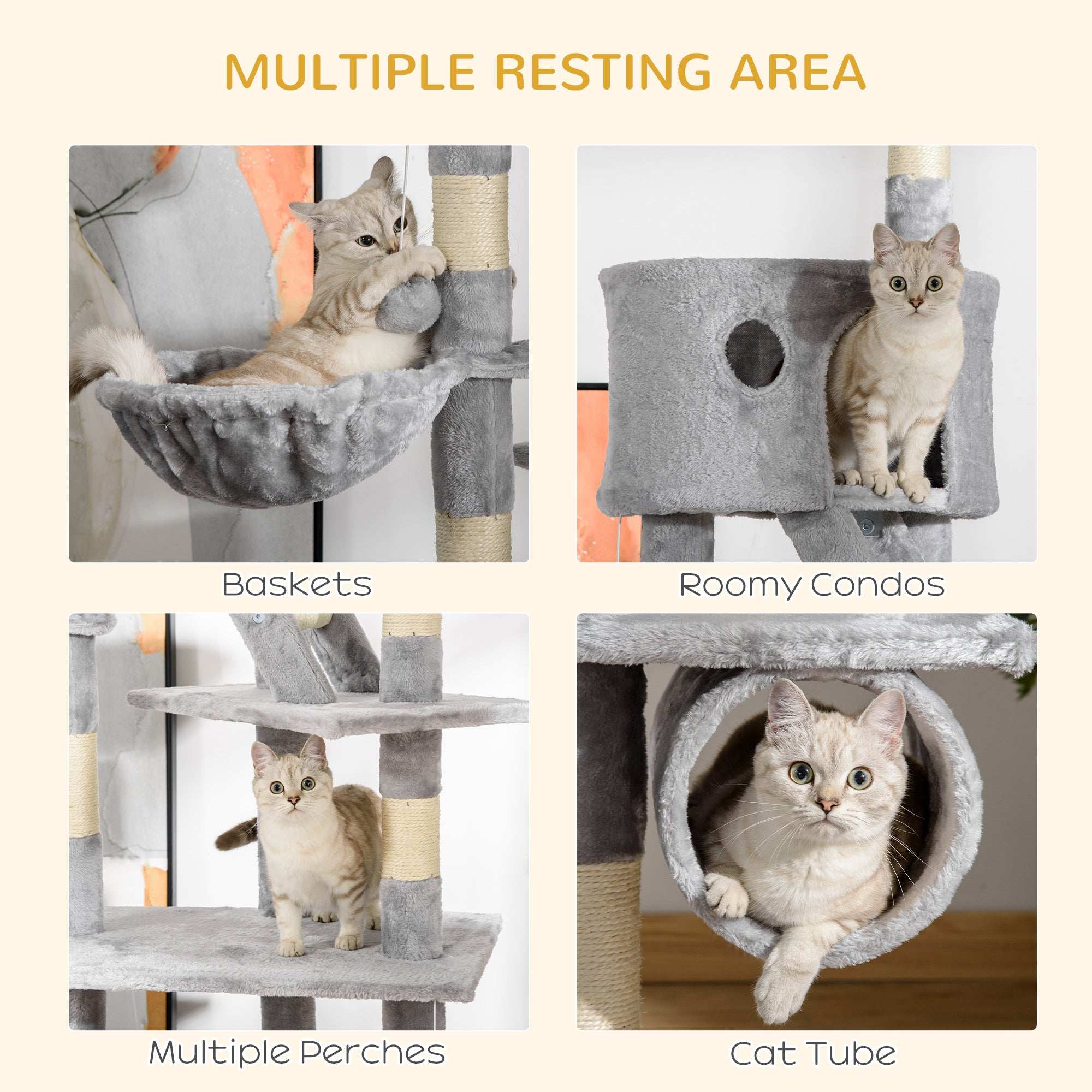 Floor Standing Cat Tree - Height Adjustable Tower