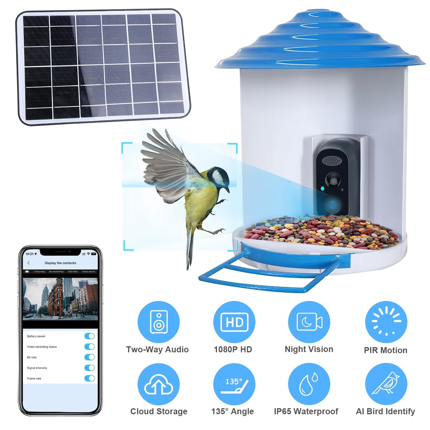 BirdCam Pro Feeder - Smart Solar HD Camera with AI ID
