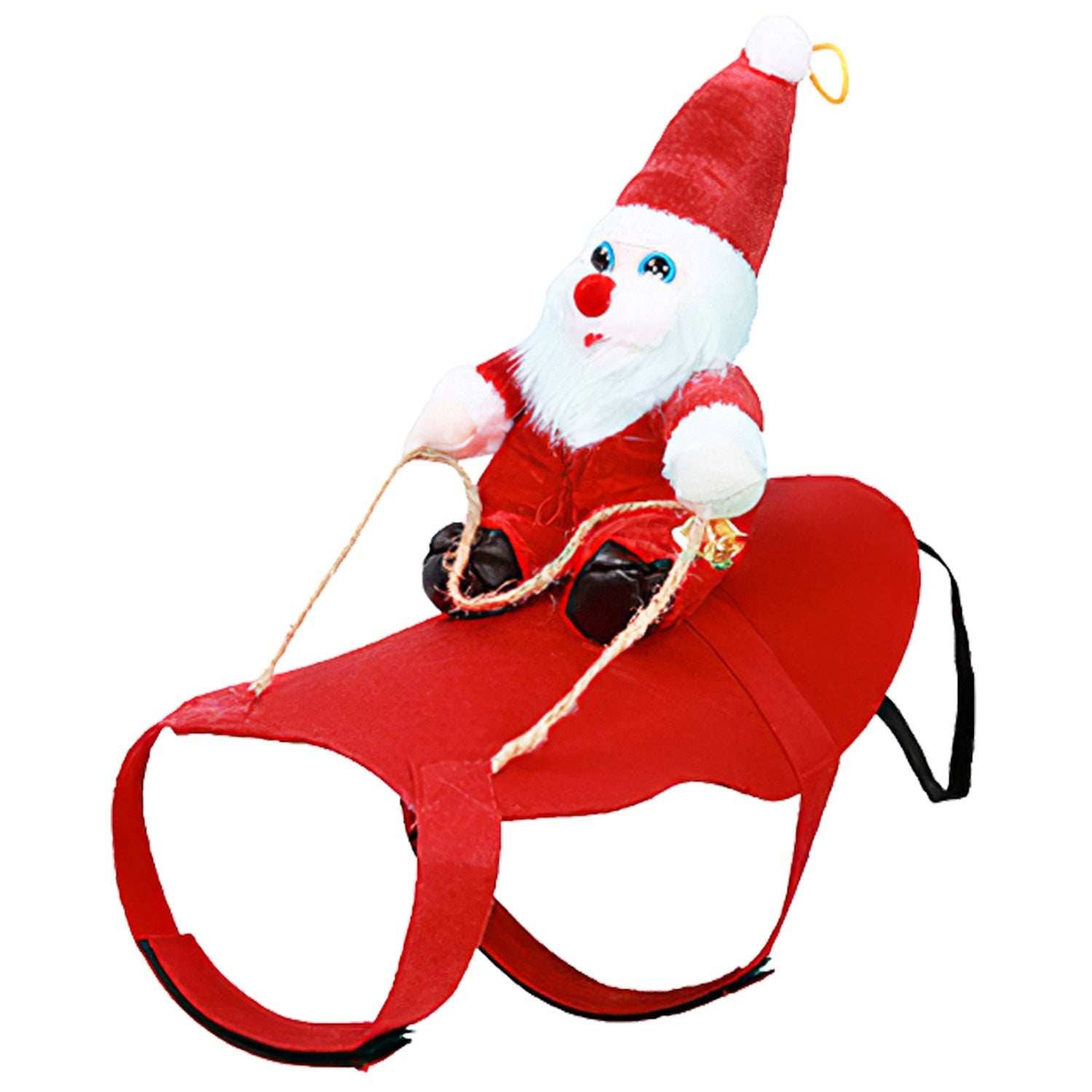 Christmas Santa Pet Outfit - Riding Style with Bell